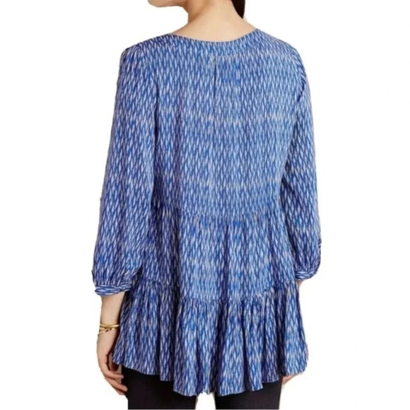 Moving Sale! 💘 Anthropologie Maeve Lila Tiered Tunic Top V-Neck Blue - Picture 2 of 7